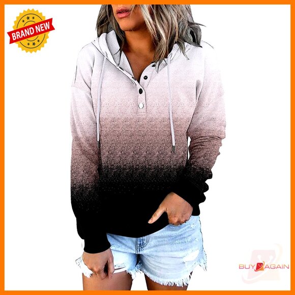 Oversized Pullover Hoodie Half Zipper Kangaroo Pockets Casual Loose Fit